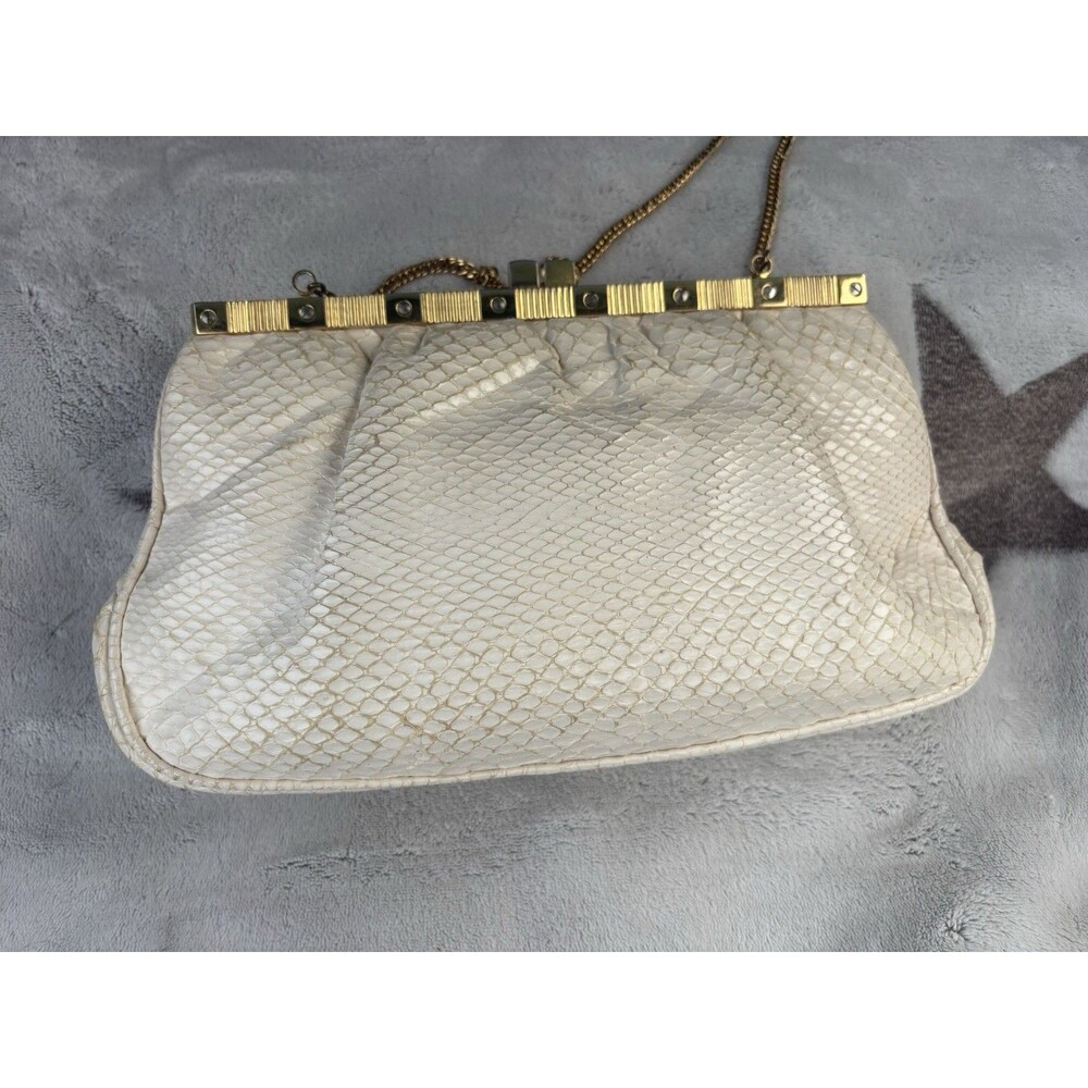 Python Vtg Clutch Purse Colombetti Milano Structured Chain Italy Evening Bag